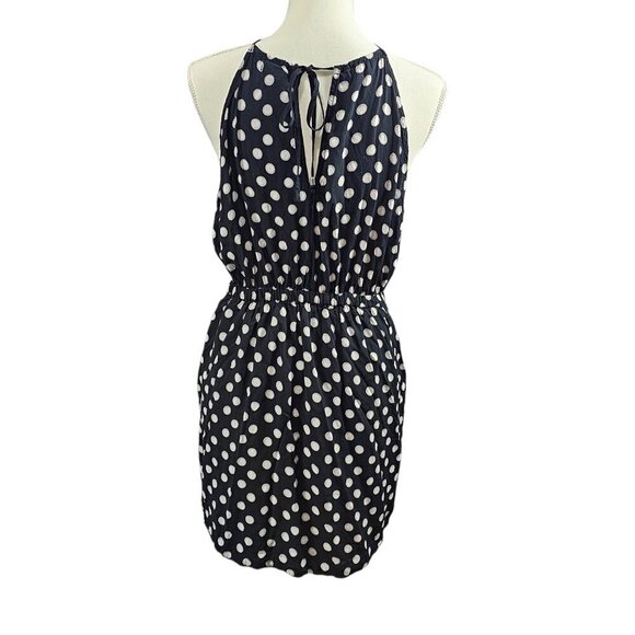 Maeve By Anthropologie Polka Dot Halter Asymmetrical Black And White Mini Dress - Picture 6 of 11